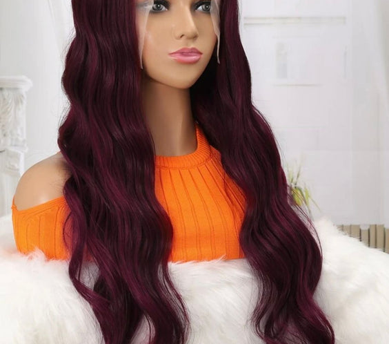 Burgundy Lace Front Wig - Human blend