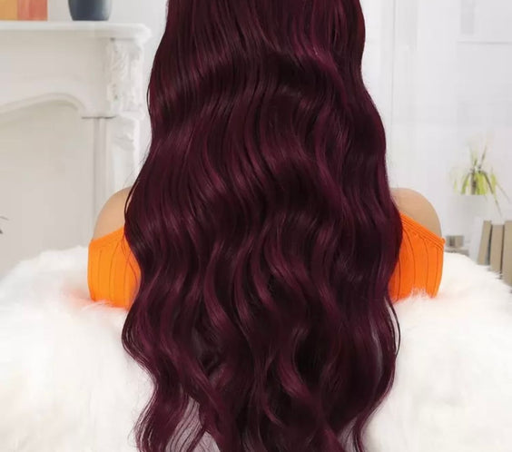 Burgundy Lace Front Wig - Human blend